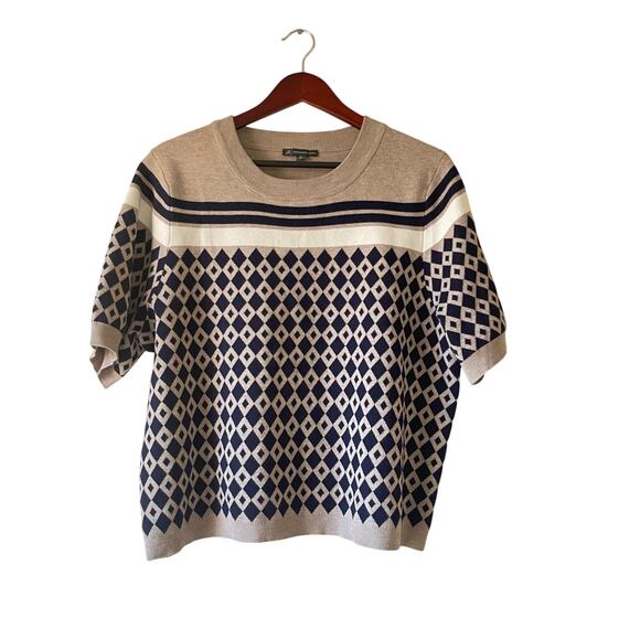 Adrianna Papell Geometric Jacquard Short-Sleeve Sweater size xlarge - Picture 1 of 6